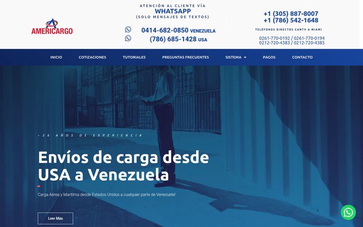 Screenshot of americargomiami.com