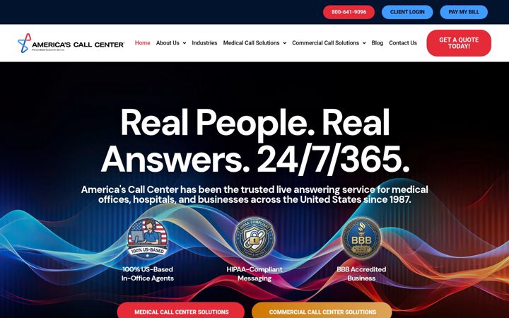 Ekraanipilt saidist americascallcenter.us