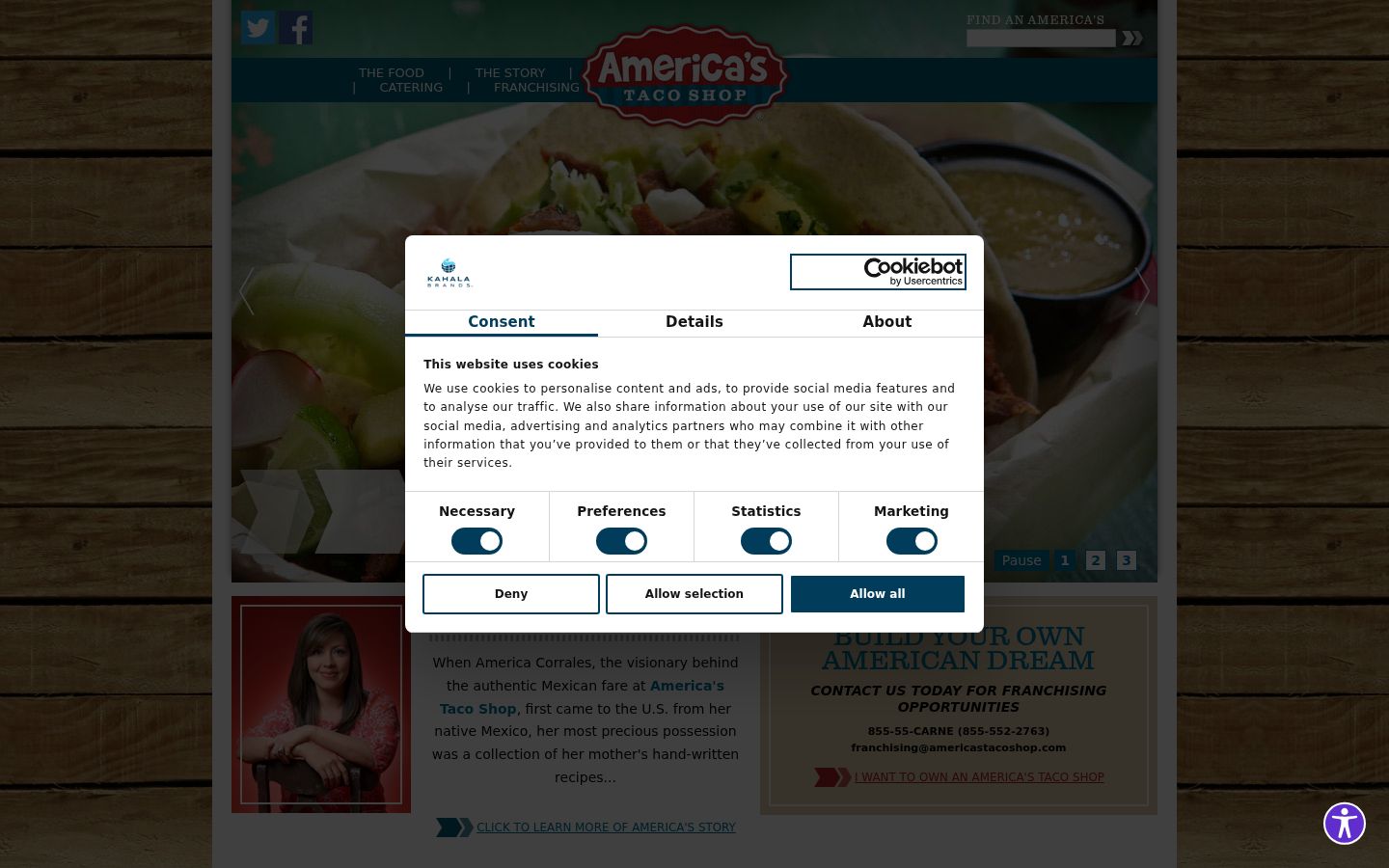 Screenshot del banner di consenso mostrato prima di qualsiasi interazione