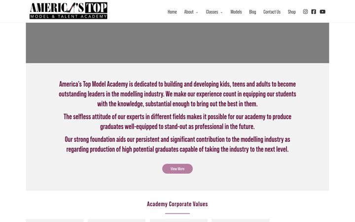 Screenshot of americastopmodelacademy.com