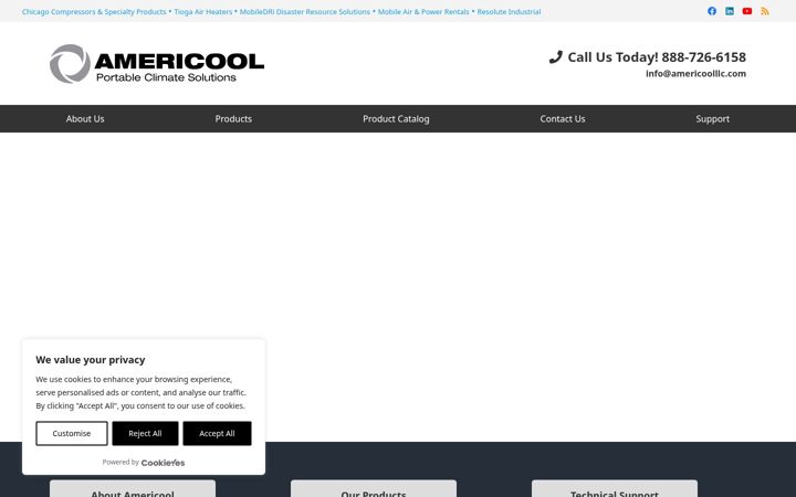 Screenshot of americoolllc.com