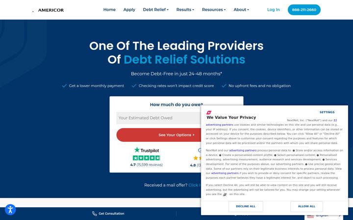 Screenshot of americor.com