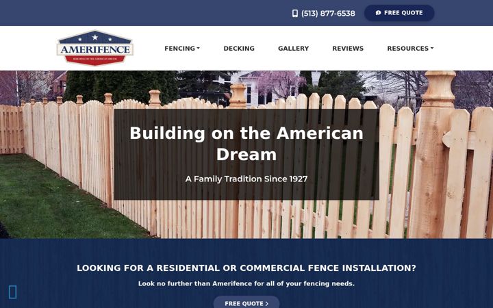 Snímek obrazovky amerifenceohio.com