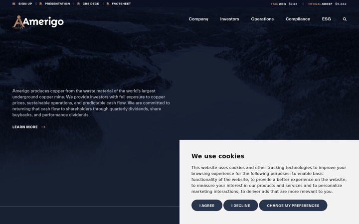 Snímek obrazovky amerigoresources.com
