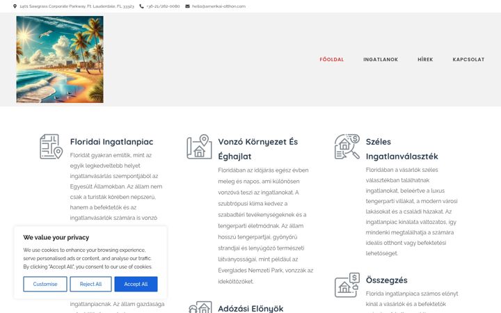 Screenshot van amerikai-otthon.com