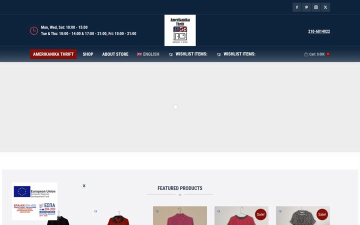 Kuvakaappaus sivustosta amerikanika-thrift.com