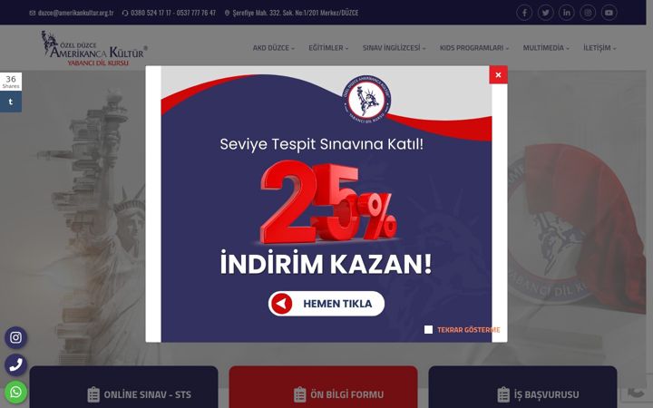Screenshot of amerikankulturduzce.com