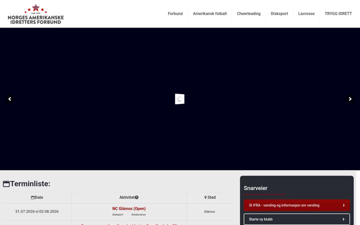 Screenshot of amerikanskeidretter.no