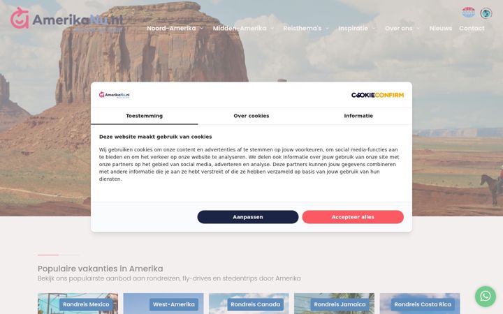 Screenshot van amerikanu.nl