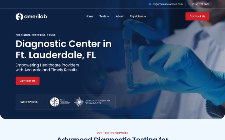 Screenshot of amerilabs.com
