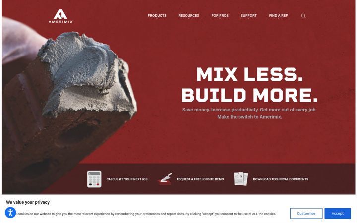 Screenshot van amerimix.com