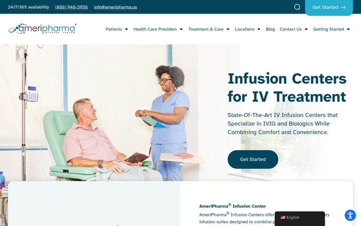 Screenshot van ameripharmainfusioncenter.com