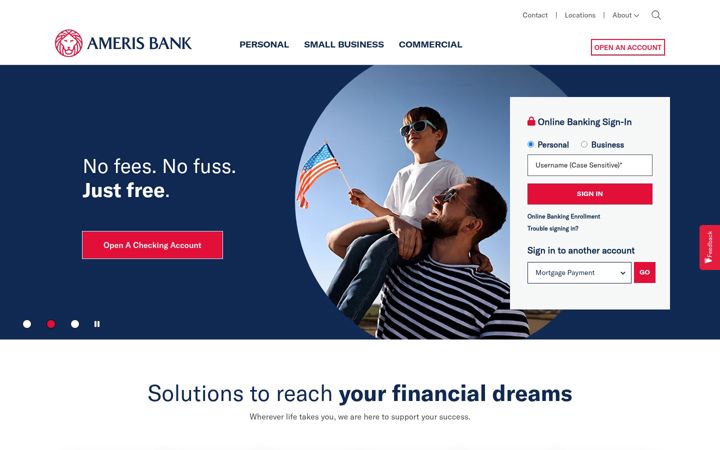 Screenshot of amerisbank.com