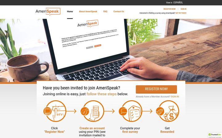 Screenshot of amerispeak.org