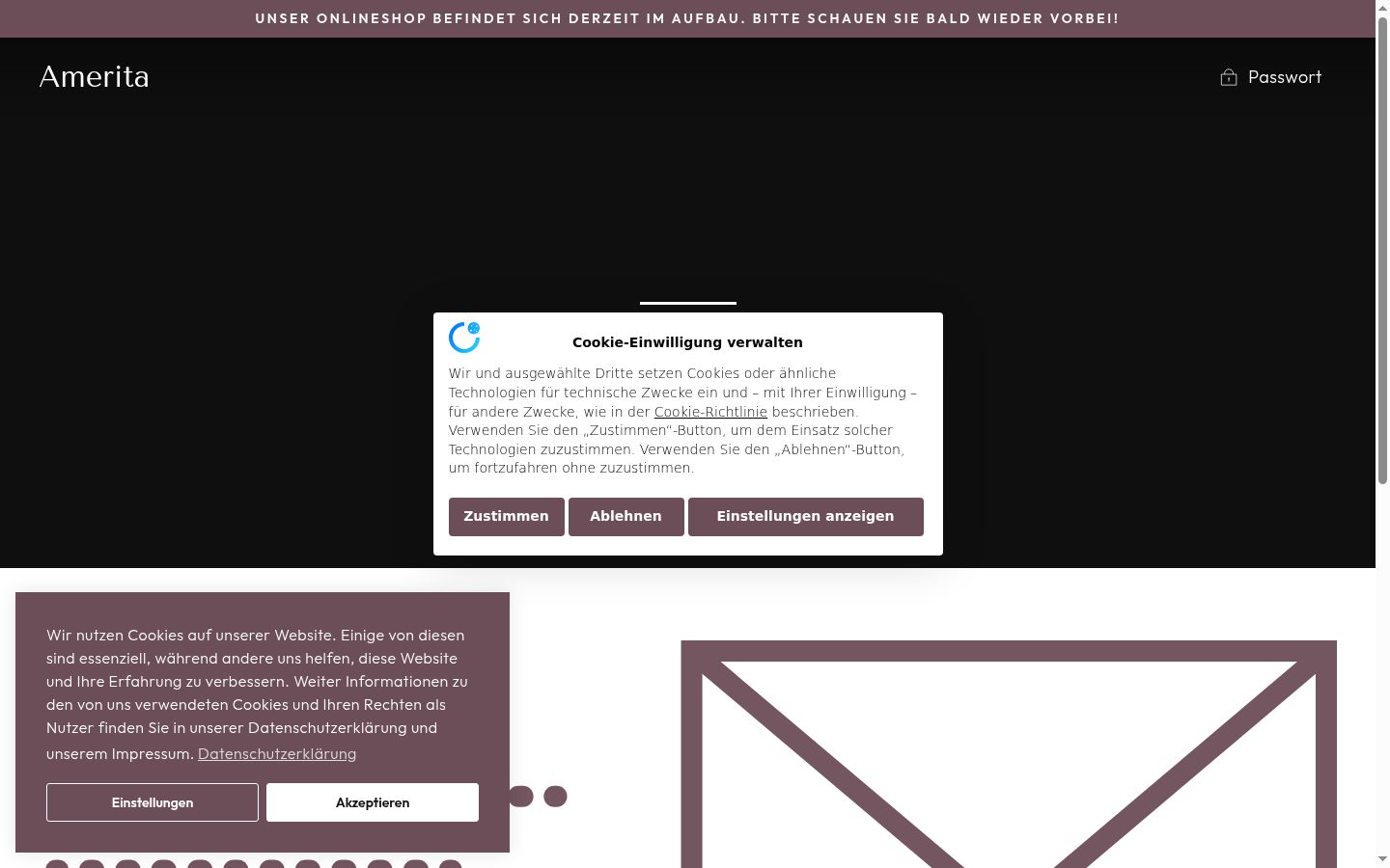 Screenshot des Einwilligungsbanners vor jeglicher Interaktion
