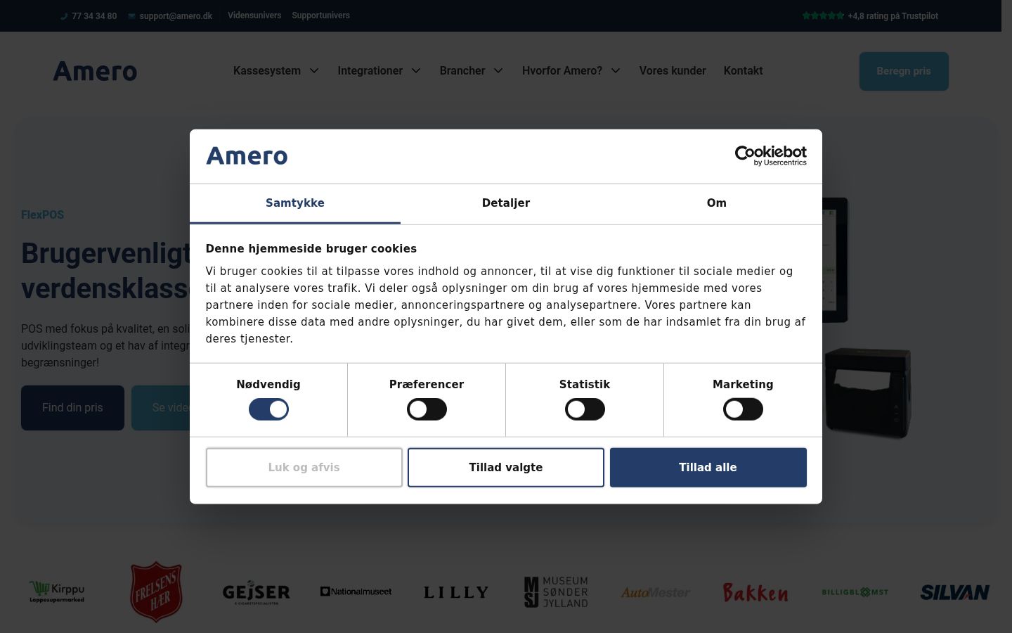 Skärmbild av samtyckesbannern som visades före någon interaktion