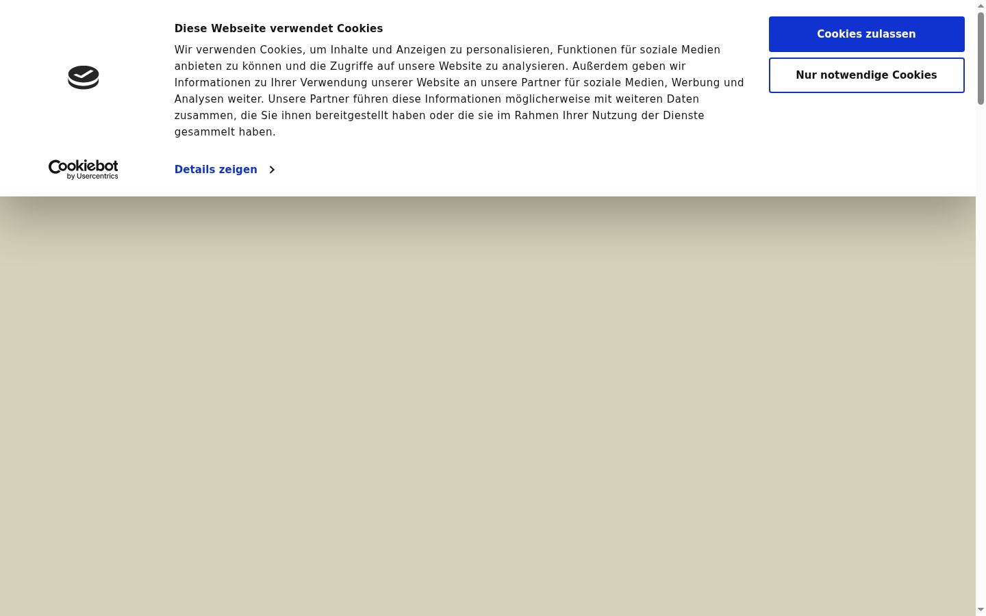 Screenshot des Einwilligungsbanners vor jeglicher Interaktion