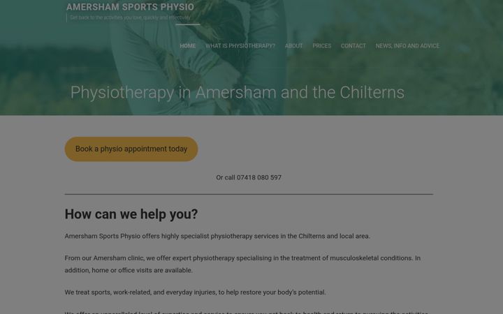 Screenshot of amershamsportsphysio.com