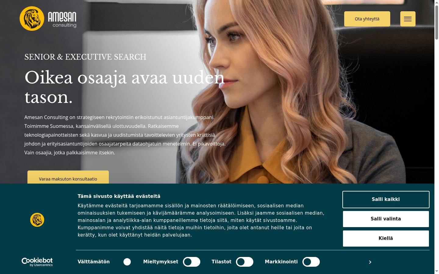Ekraanipilt nõusolekubännerist, mida näidati enne mis tahes suhtlust