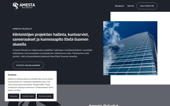 Screenshot of amesta.fi