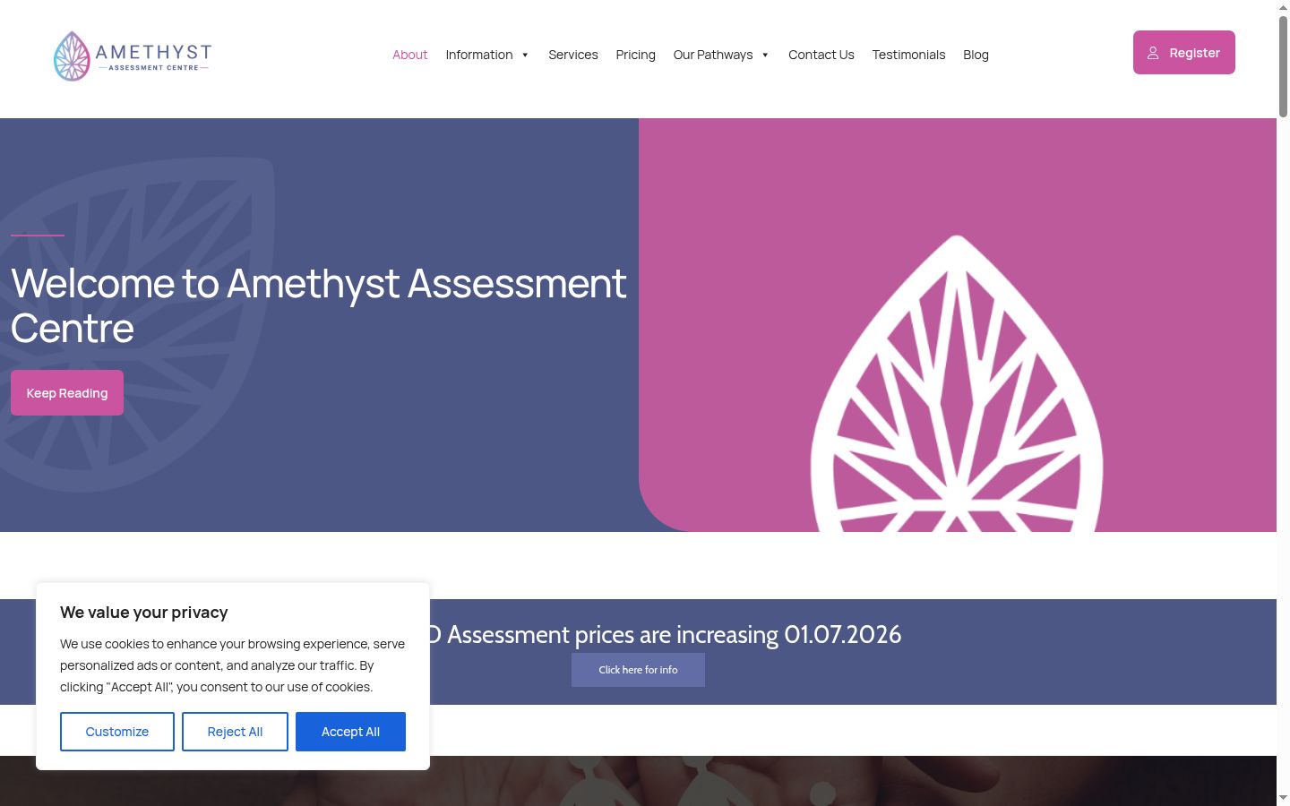 Captura de ecrã do banner de consentimento apresentado antes de qualquer interação