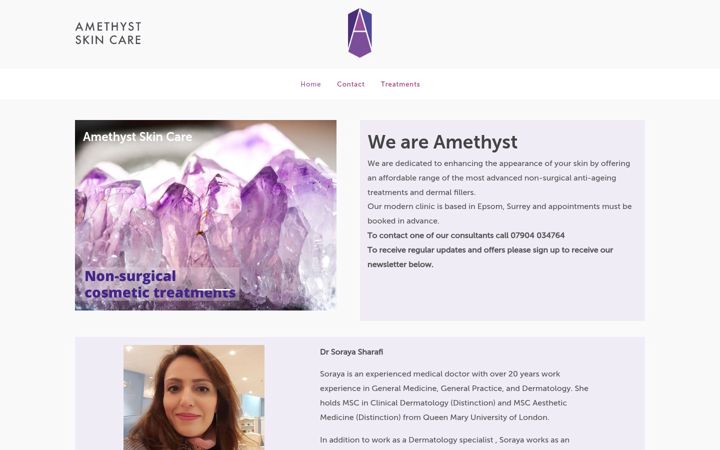 Screenshot of amethystskincare.co.uk