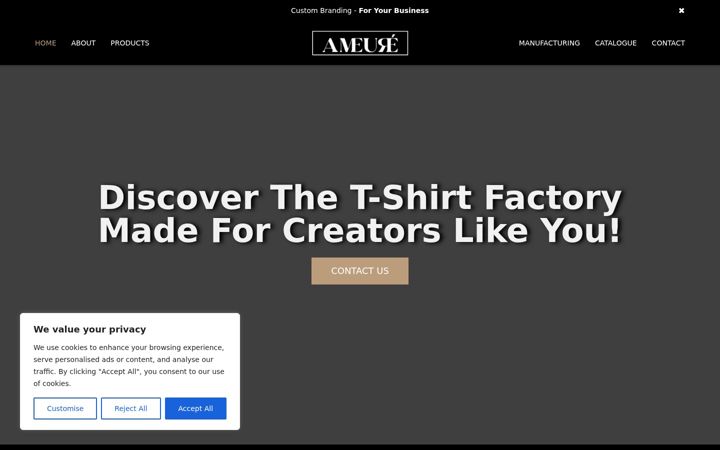 Screenshot of ameureapparel.com
