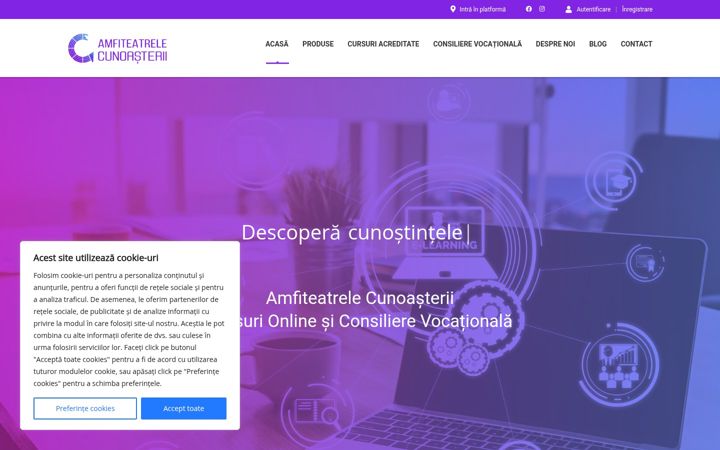 Ekraanipilt saidist amfiteatrelecunoasterii.ro