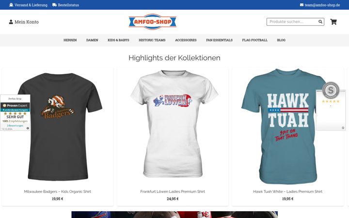Ekraanipilt saidist amfoo-shop.de