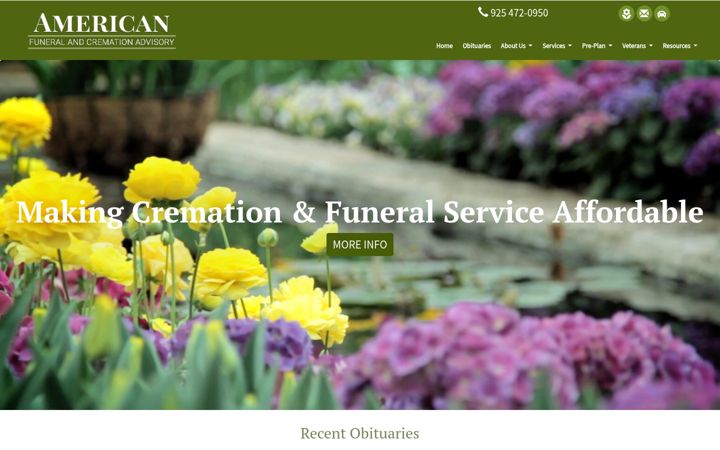 Snimka zaslona za amfuneral-cremation.com