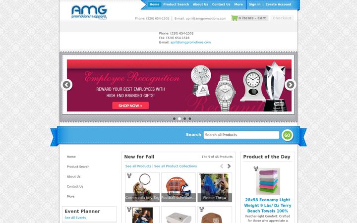 Screenshot of amgpromotions.com