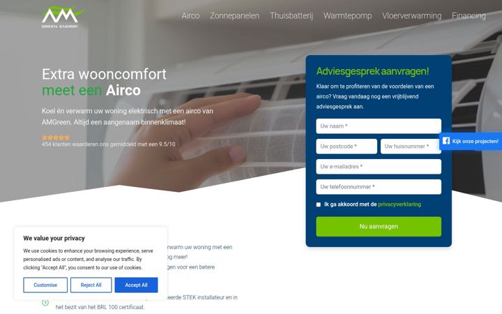 Skjámynd af amgreen.nl