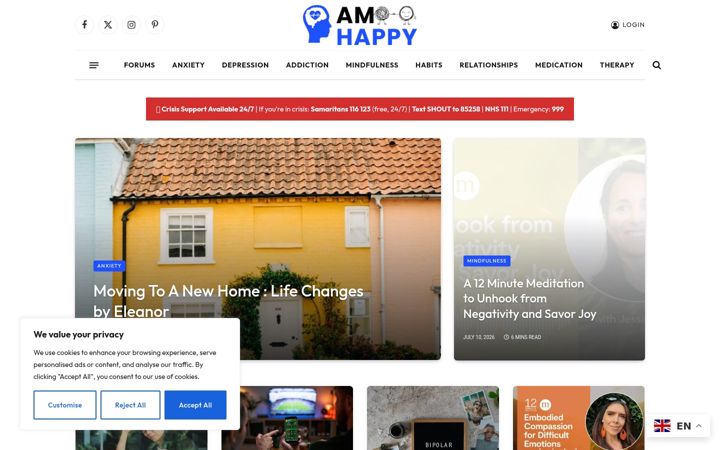 Screenshot of amhappy.co.uk