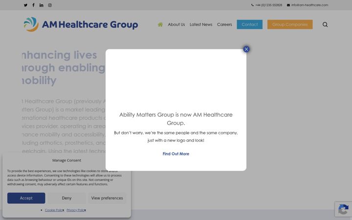 Screenshot of amhealthcaregroup.com