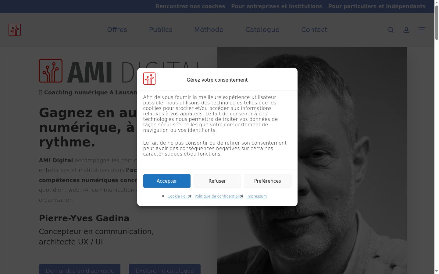 Screenshot del banner di consenso mostrato prima di qualsiasi interazione