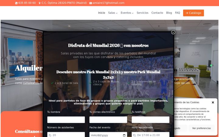 Screenshot of amiairelocaleventos.com
