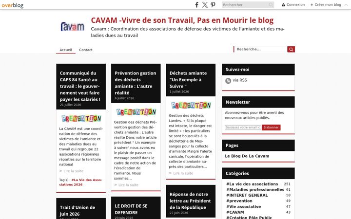Ekraanipilt saidist amiantemaladieprofessionnelle.com