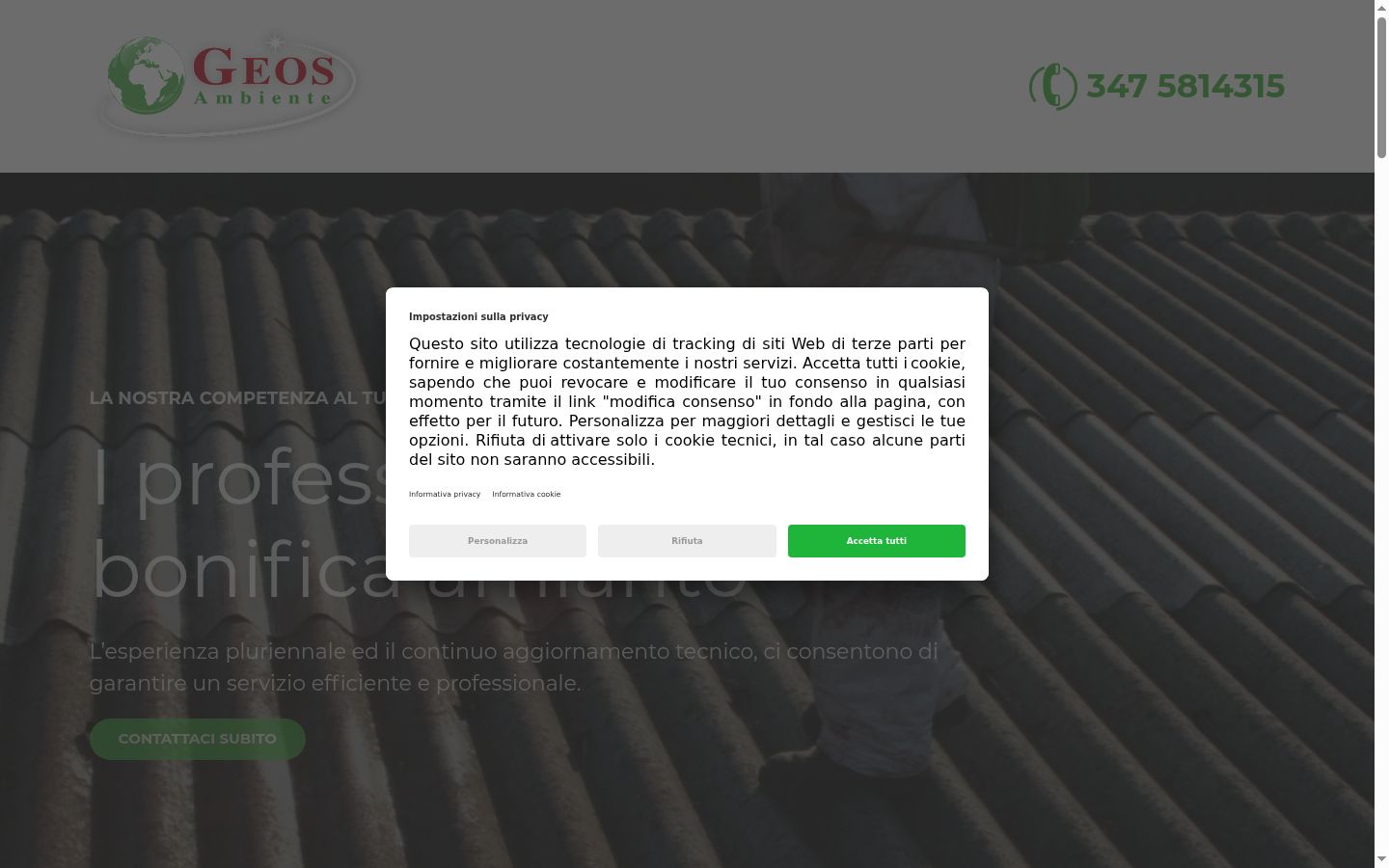 Screenshot of the consent banner shown before any interaction