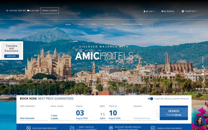 Screenshot of amic-hotels.com