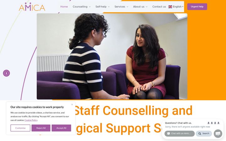 Screenshot of amica-counselling.uk