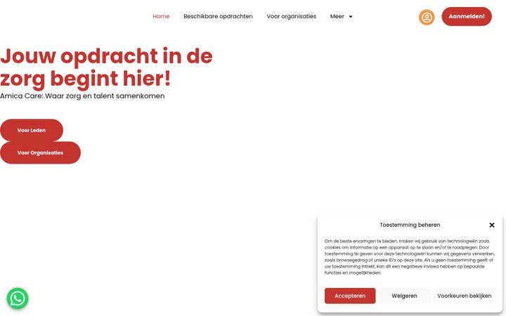 Snimka zaslona za amicacare.nl