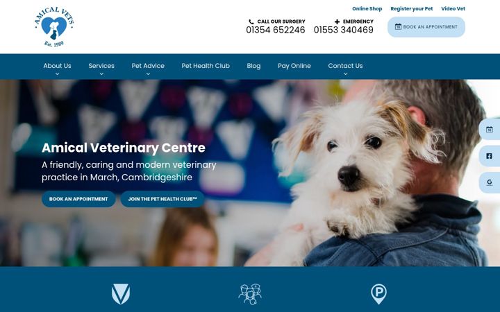 Screenshot of amicalvets.co.uk