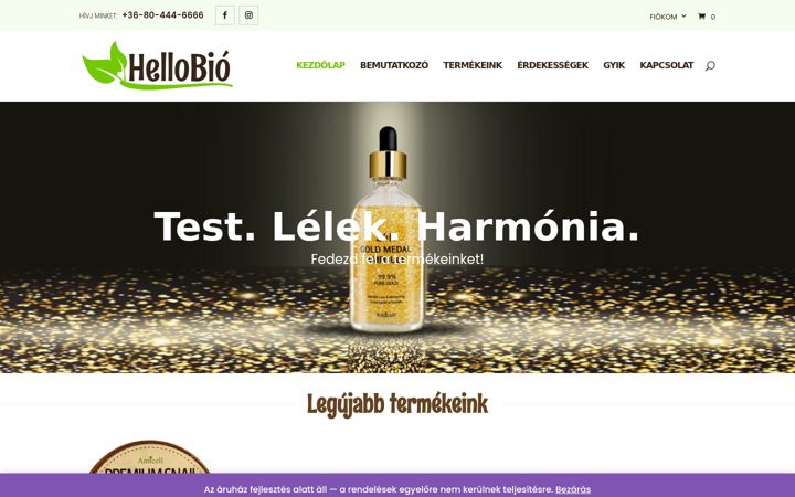 Kuvakaappaus sivustosta amicelli.hu