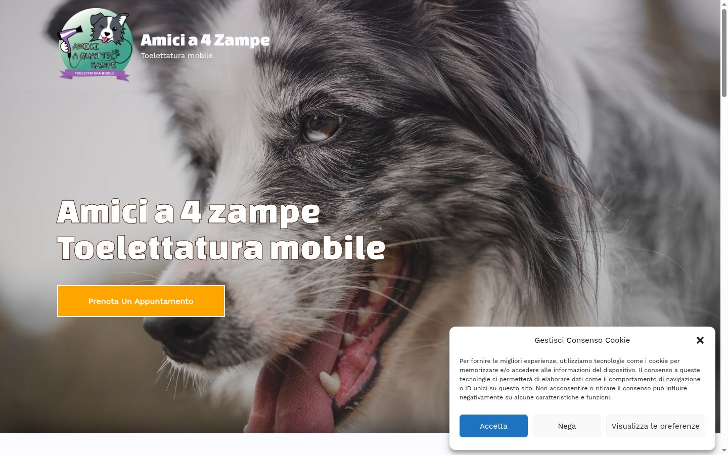 Screenshot del banner di consenso mostrato prima di qualsiasi interazione