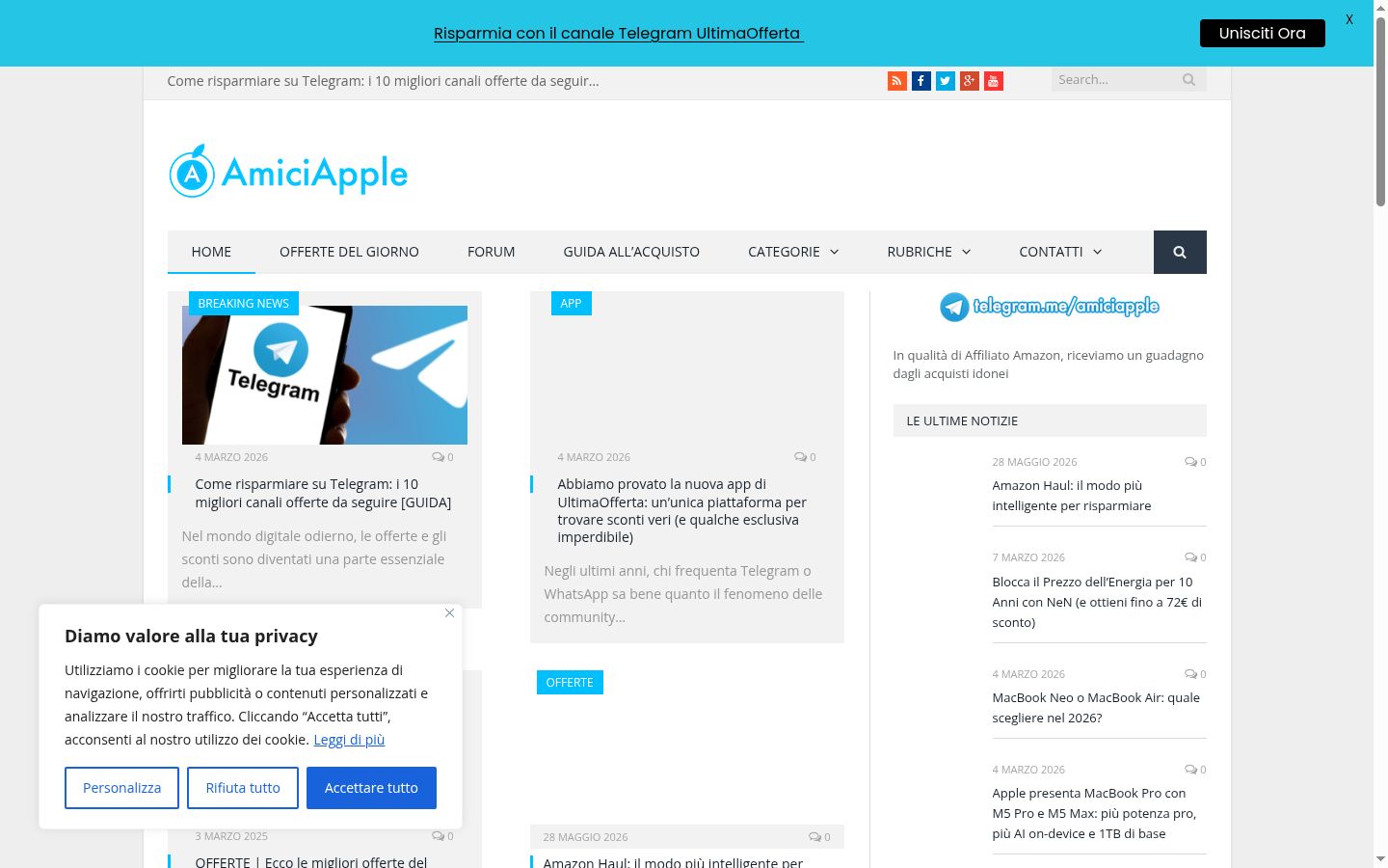 Screenshot des Einwilligungsbanners vor jeglicher Interaktion