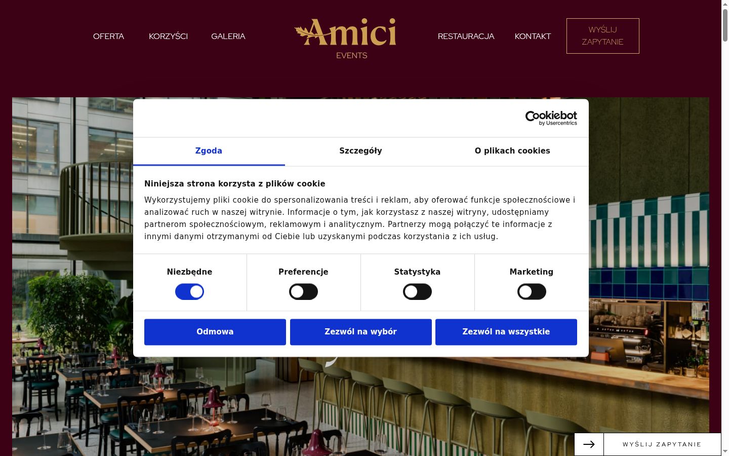 Screenshot of the consent banner shown before any interaction