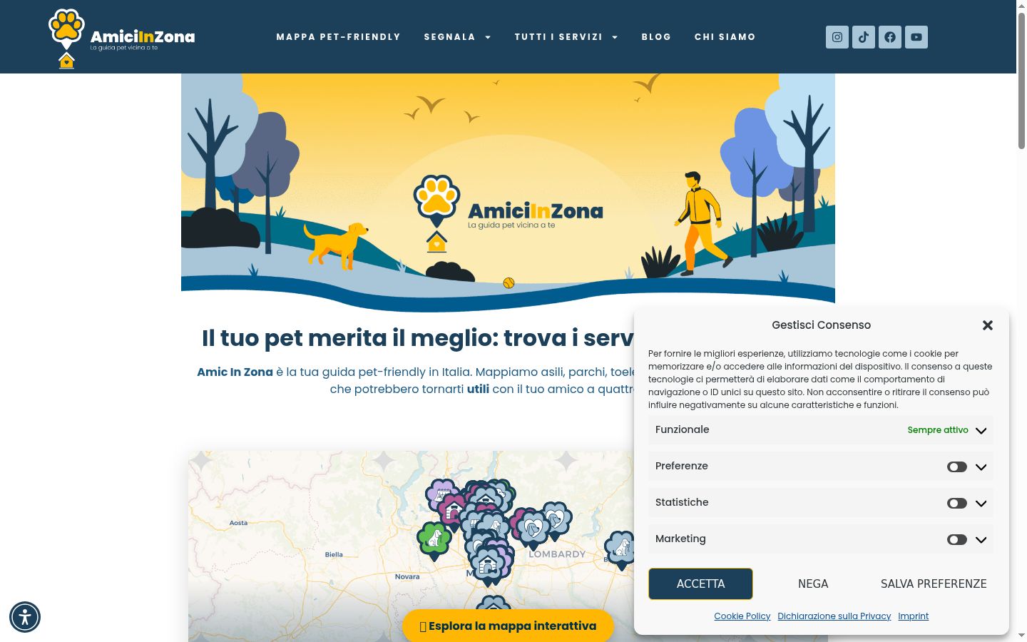Sutikimo reklamjuostės, rodytos prieš bet kokią sąveiką, ekrano kopija