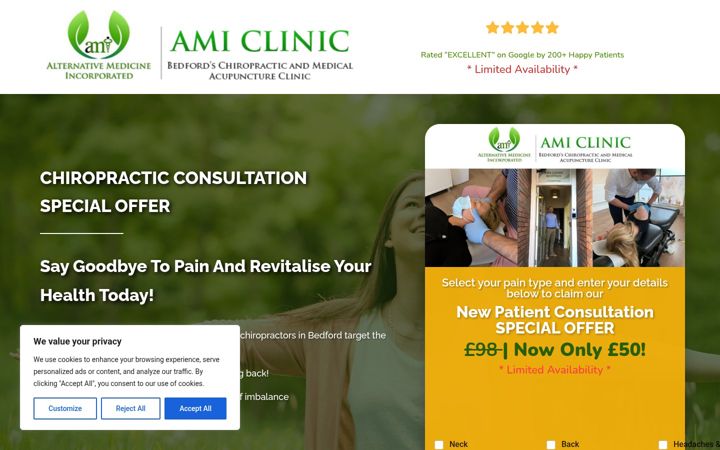 Zrzut ekranu amiclinicbedford.co.uk