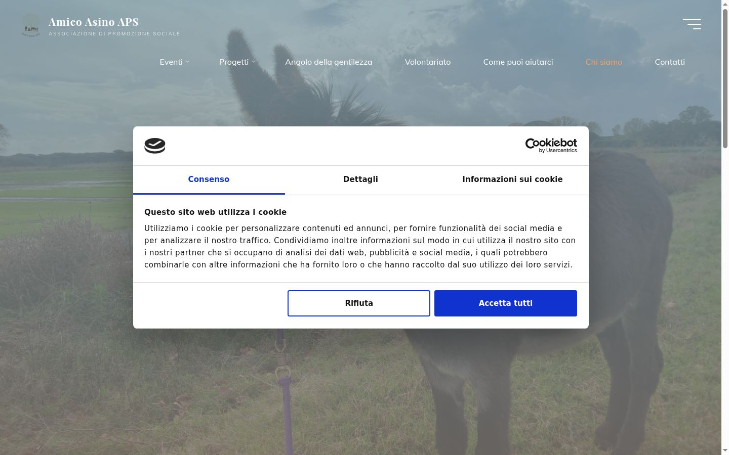 Screenshot del banner di consenso mostrato prima di qualsiasi interazione