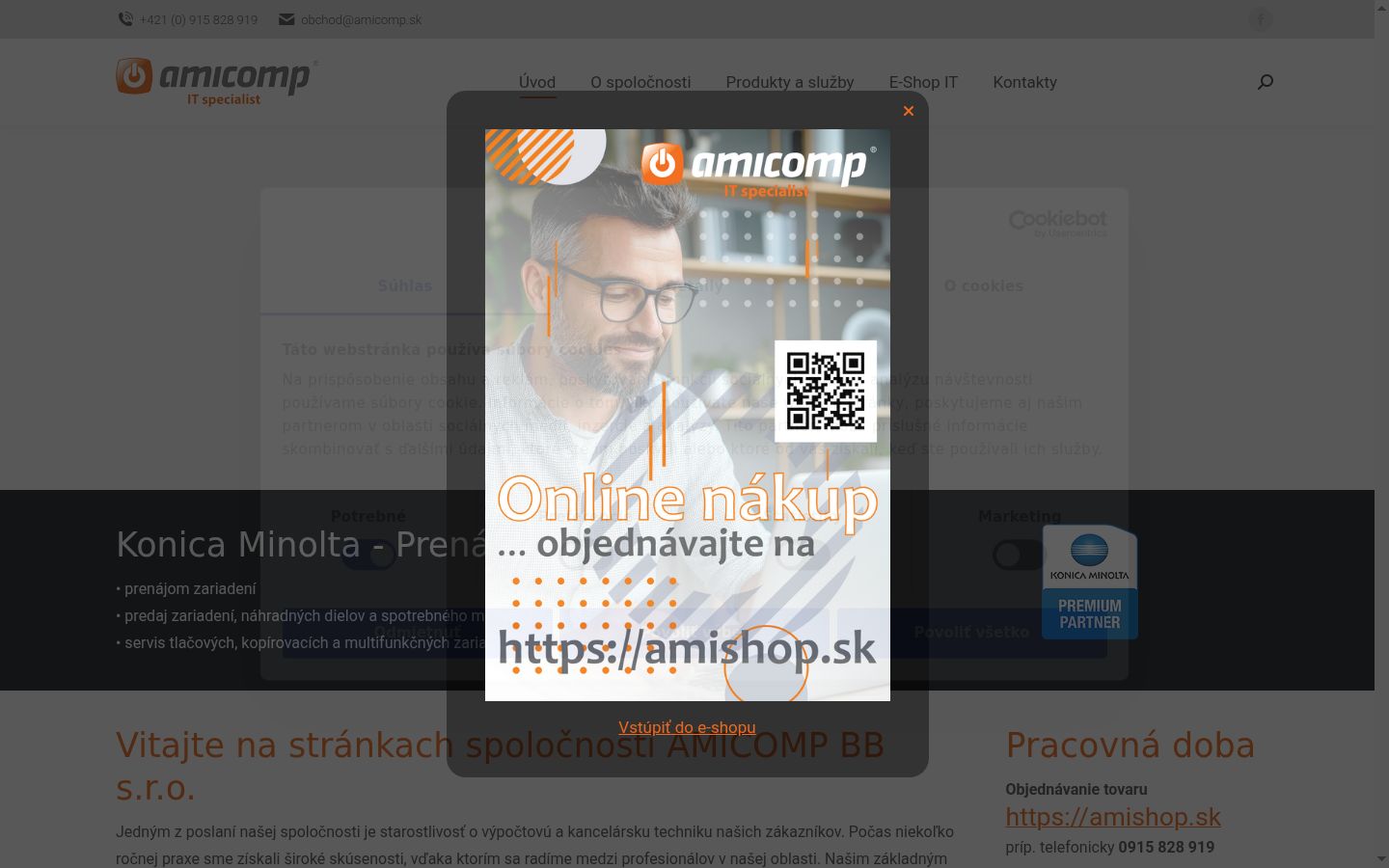 Snímek obrazovky baneru souhlasu zobrazeného před jakoukoli interakcí